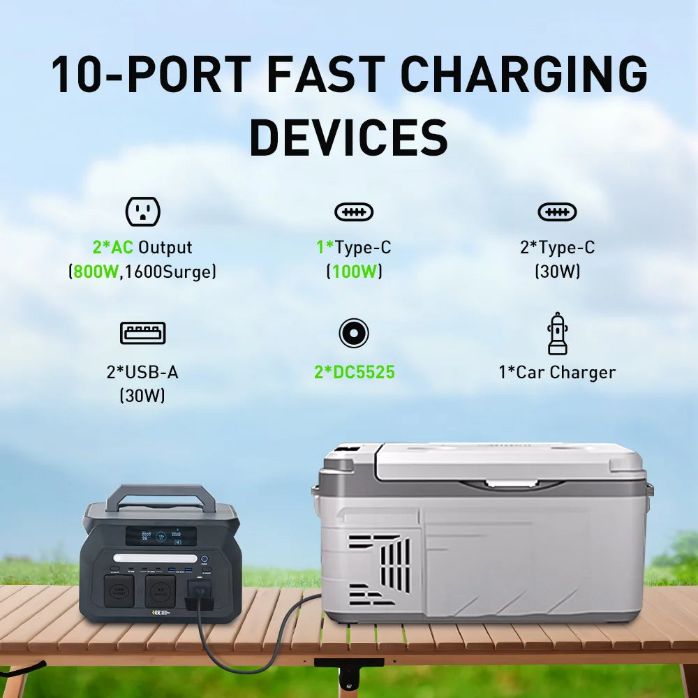 IEE P800 portable power station for 10 devices with fast charging ports